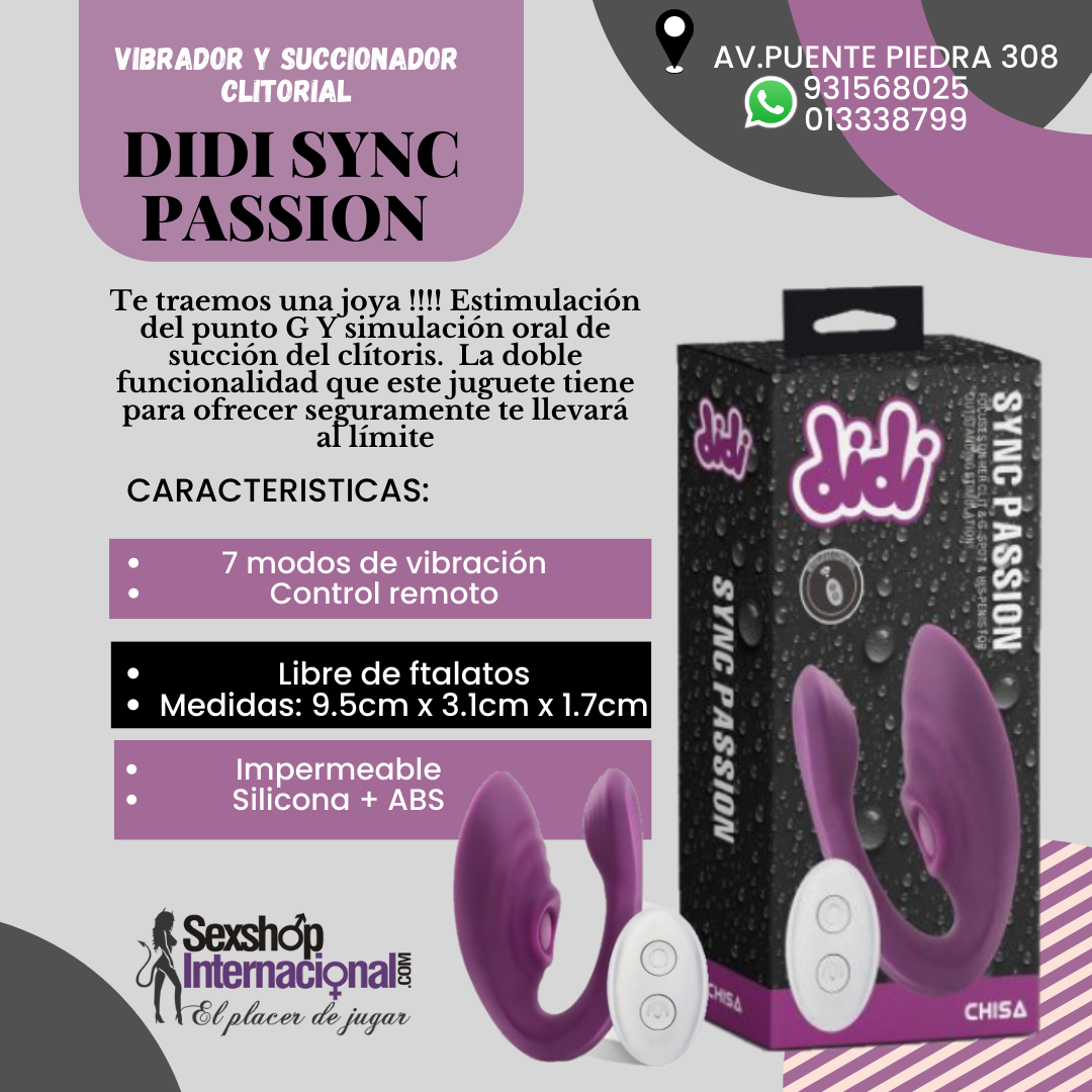 DIDI SYNC PASSION VIBRADOR PUNTO G Y SUCCIONADOR CLITORIAL SEXSHOP